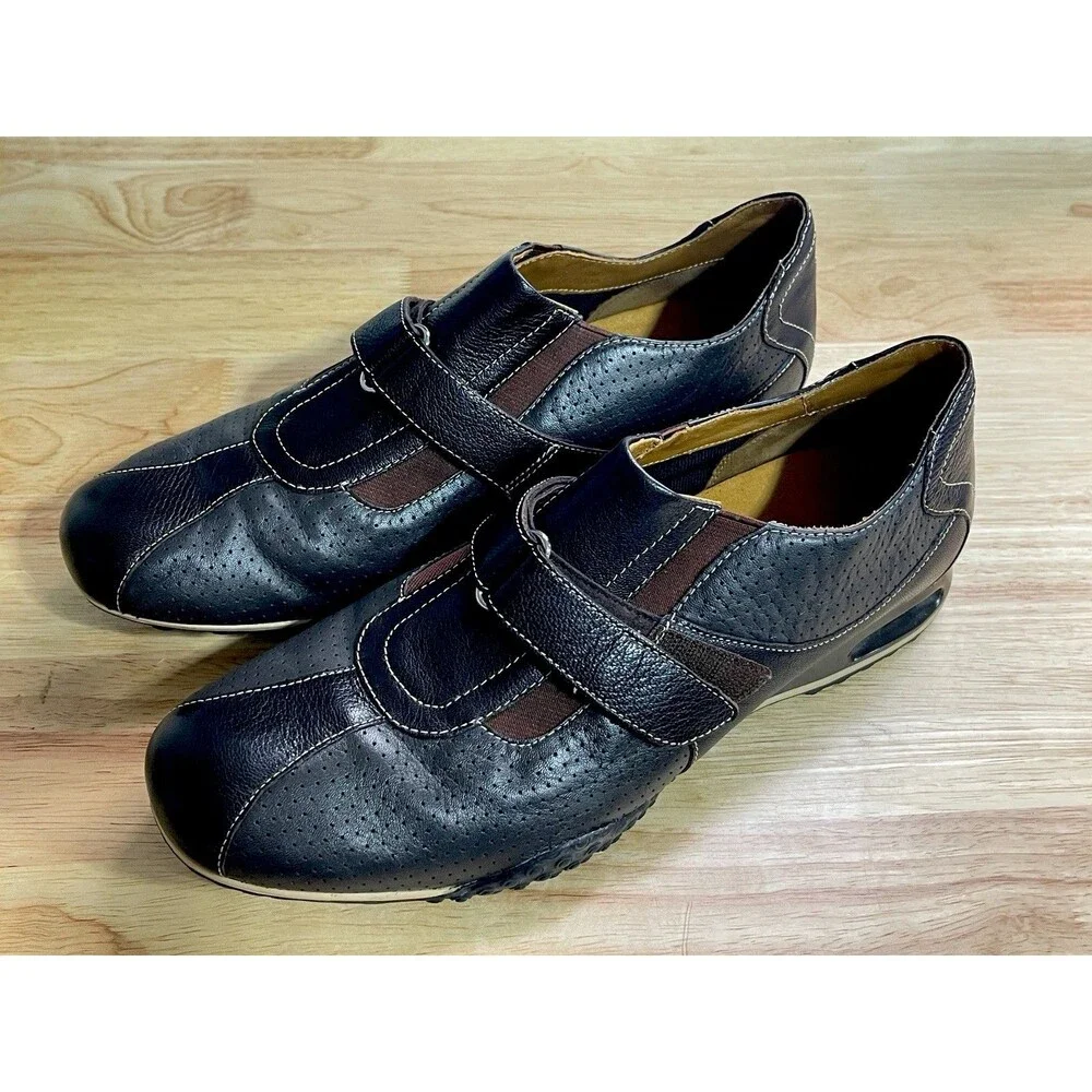 Cole Haan Air Estadio Strap Loafers Mens 10 M Brown Leather Adjustable Strap